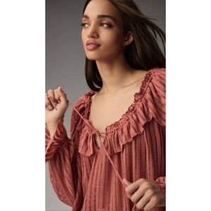 Anthropology sheer long sleeve bouse. Boho, peasant style.
